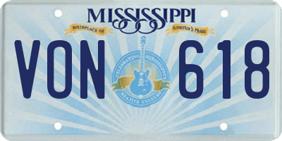 MS license plate VON618