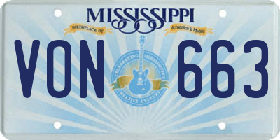 MS license plate VON663