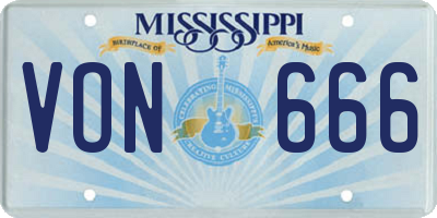 MS license plate VON666
