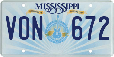 MS license plate VON672