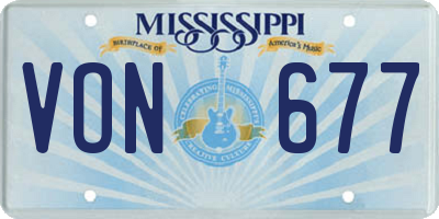 MS license plate VON677