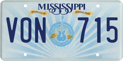 MS license plate VON715