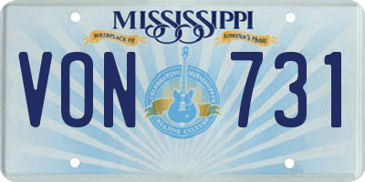 MS license plate VON731