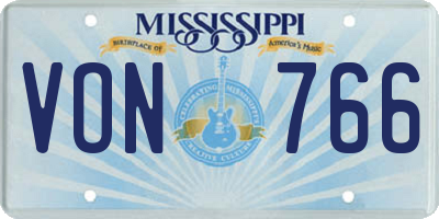 MS license plate VON766