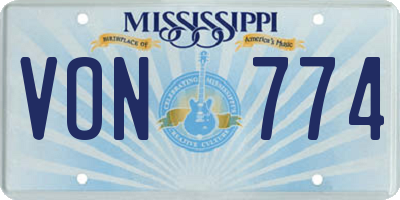 MS license plate VON774