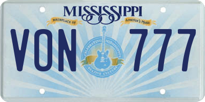MS license plate VON777