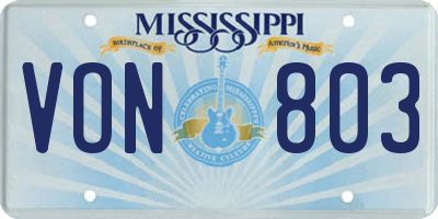 MS license plate VON803