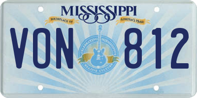 MS license plate VON812