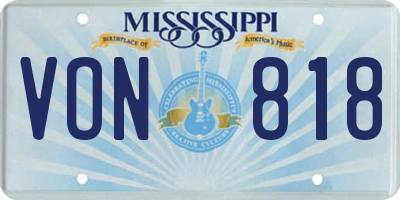 MS license plate VON818