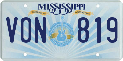 MS license plate VON819