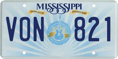 MS license plate VON821