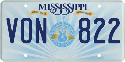 MS license plate VON822