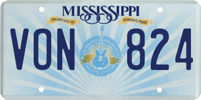 MS license plate VON824