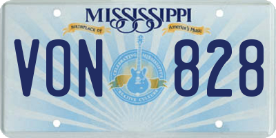MS license plate VON828