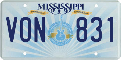 MS license plate VON831
