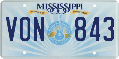 MS license plate VON843