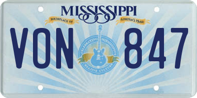 MS license plate VON847