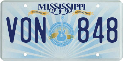 MS license plate VON848