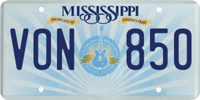 MS license plate VON850