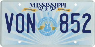 MS license plate VON852
