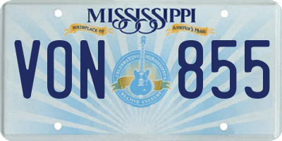 MS license plate VON855
