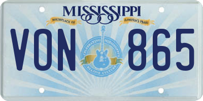 MS license plate VON865