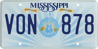MS license plate VON878