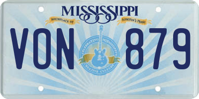 MS license plate VON879