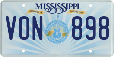 MS license plate VON898