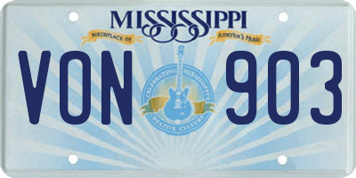 MS license plate VON903