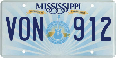 MS license plate VON912