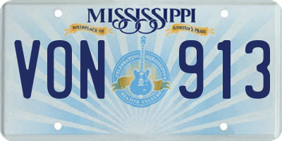 MS license plate VON913