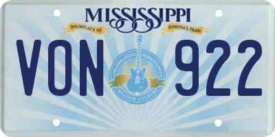 MS license plate VON922