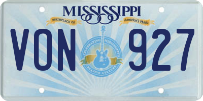MS license plate VON927