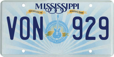 MS license plate VON929