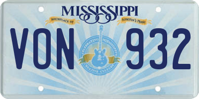 MS license plate VON932