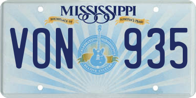 MS license plate VON935