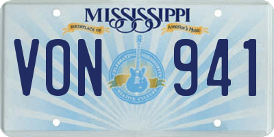 MS license plate VON941