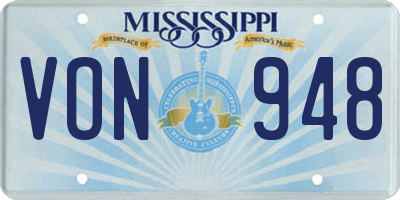 MS license plate VON948
