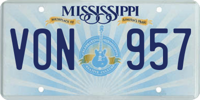 MS license plate VON957