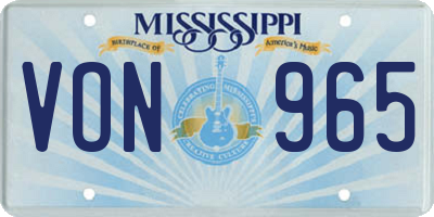 MS license plate VON965