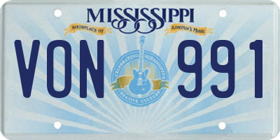 MS license plate VON991