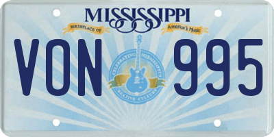 MS license plate VON995