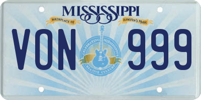 MS license plate VON999