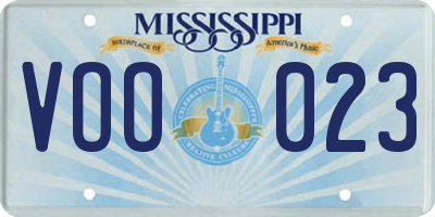 MS license plate VOO023