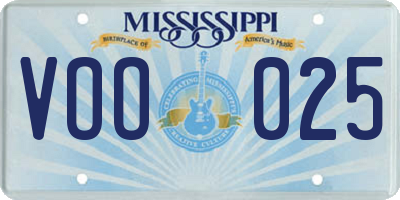 MS license plate VOO025