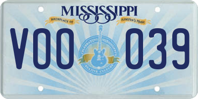 MS license plate VOO039
