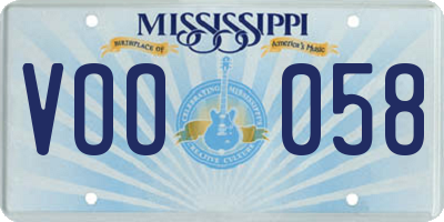 MS license plate VOO058
