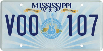 MS license plate VOO107