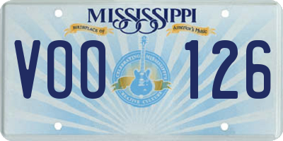 MS license plate VOO126